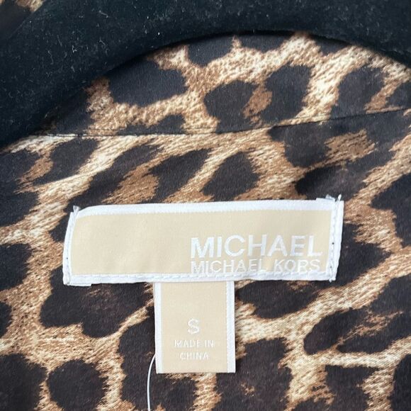 Michael Kors leopard print full zipper blouse/cardigan, excellent condition, S - Picture 3 of 11